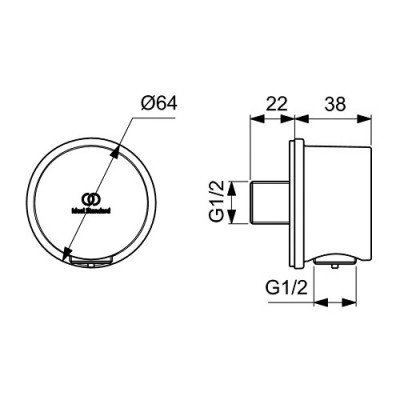 COT CONECTOR PERETE 1/2 SILK BLACK